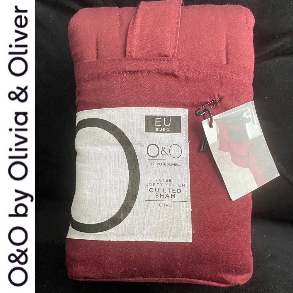 Burgundy Sateen Lofty Stitch Quilted Sham O & O by Olivia & Oliver